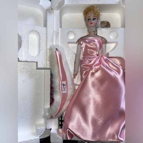 sachin and babi light blue dress Barbie Doll Enchanted Evening Pink Gown Dress Blonde Hair Mattel  Reproduction main image 1